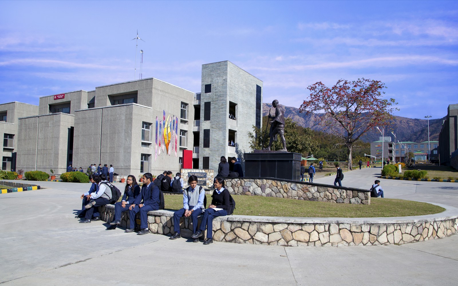 Asian students walking on a college campus